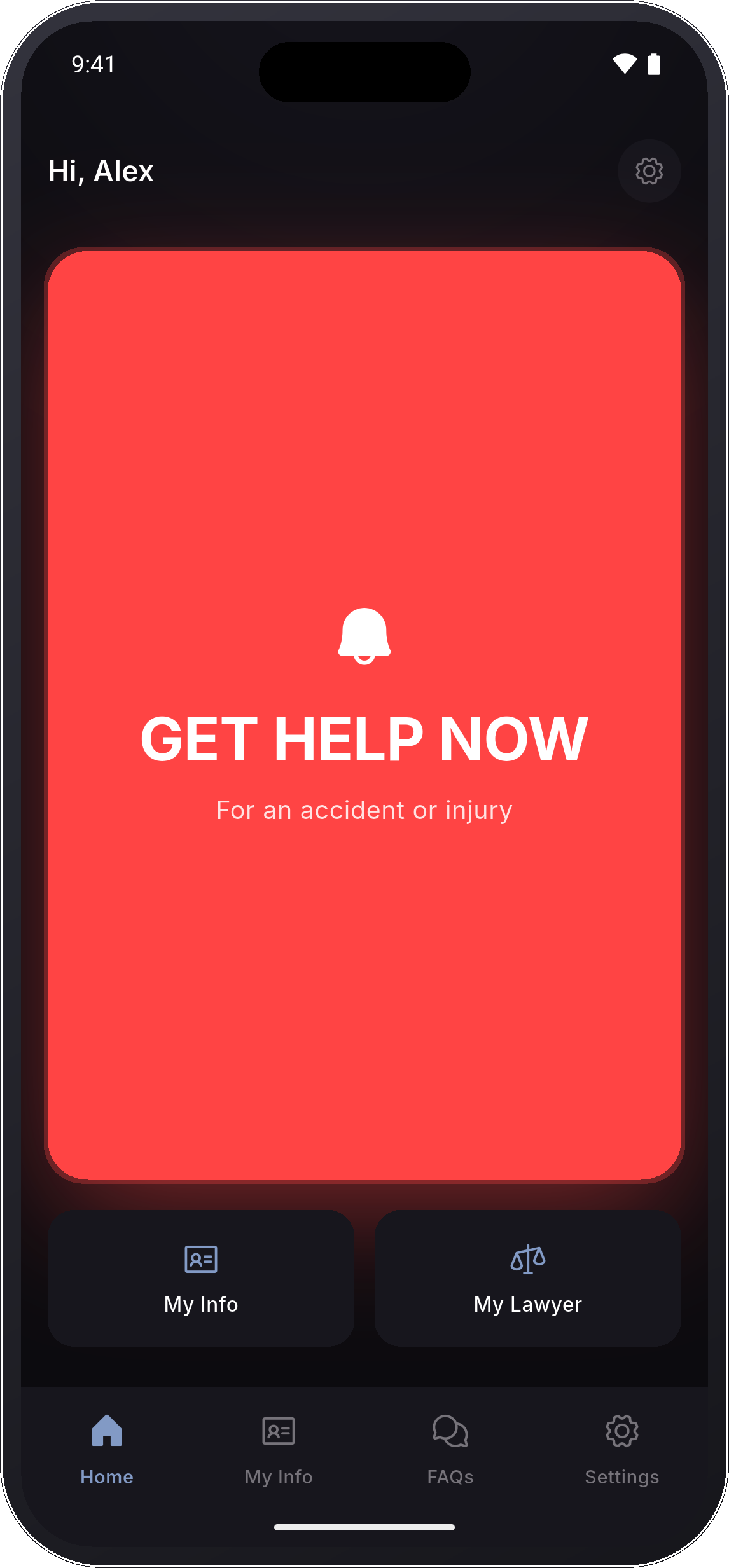App home screen